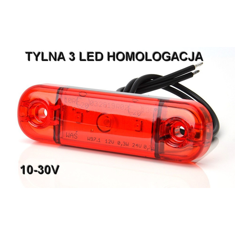 Lampa pozycyjna obrysowa tylna czerwona diodowa 3 led 12-24V