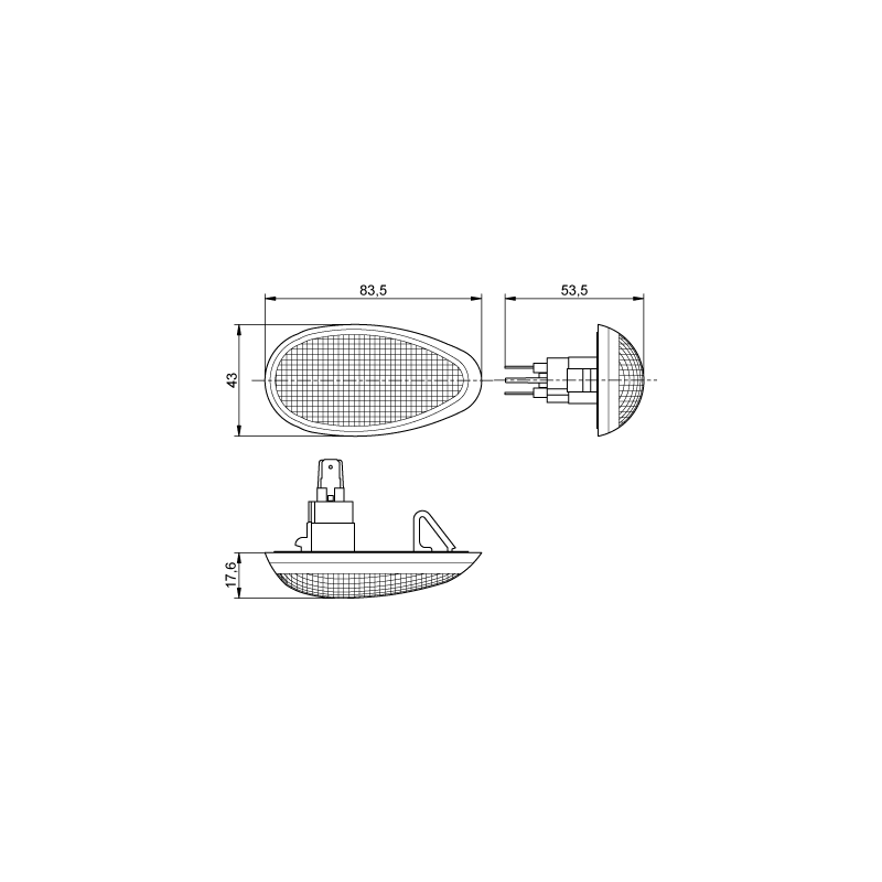 Lampa kierunkowskaz kierunkowskazu migacza boczny biały  FSR TARPAN Honker